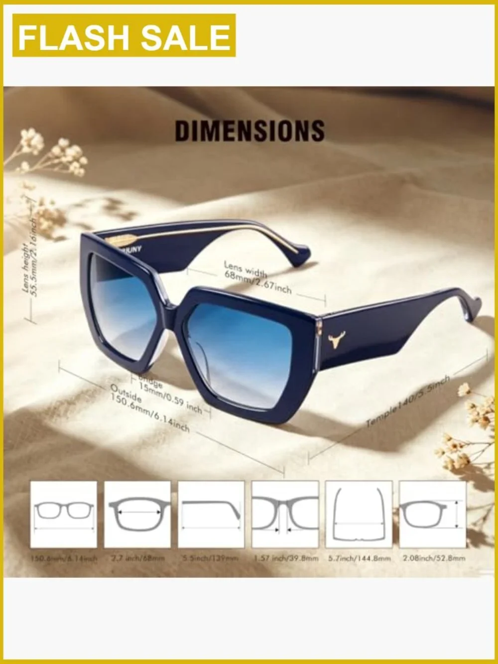 Oversized Square Polarized Sunglasses UV400 for Women Travel Driving